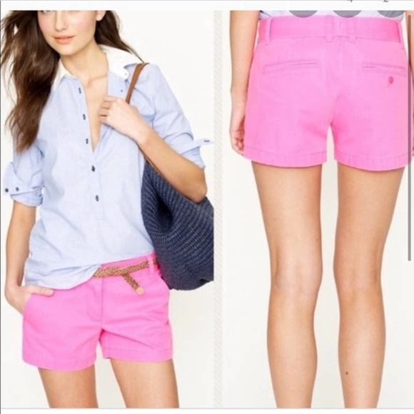 J Crew Hot Pink Chino Shorts 